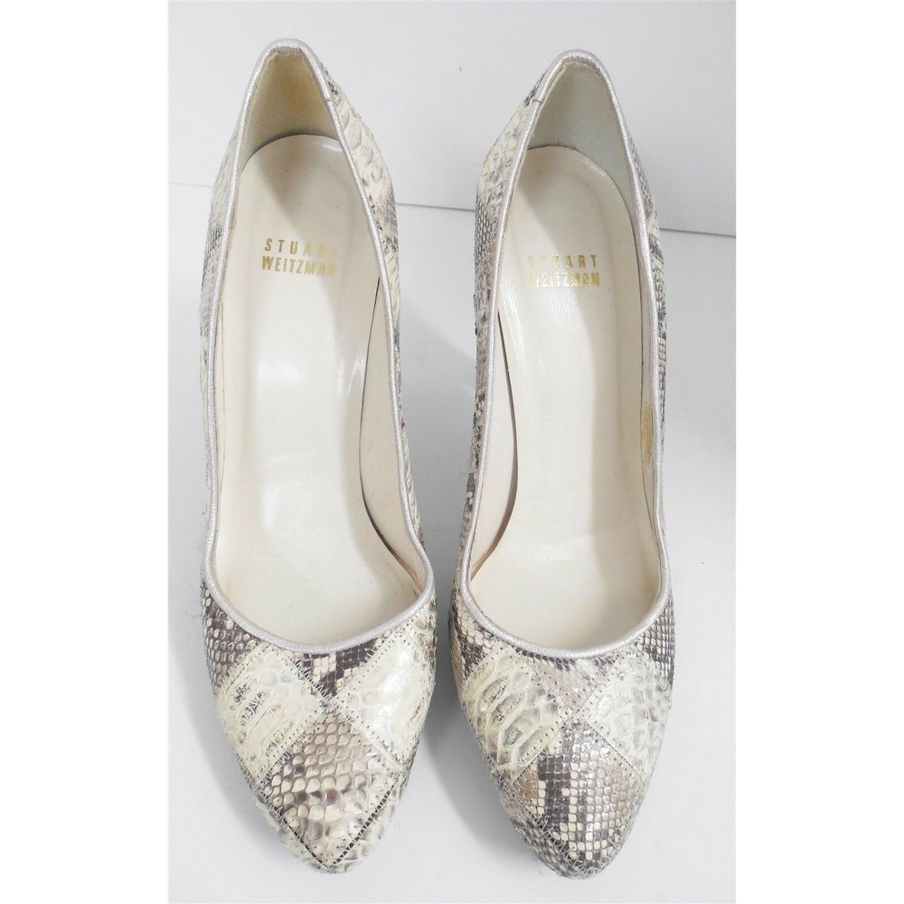 Stuart Weitzman 7m Python Snake Skin Metallic Pla… - image 3